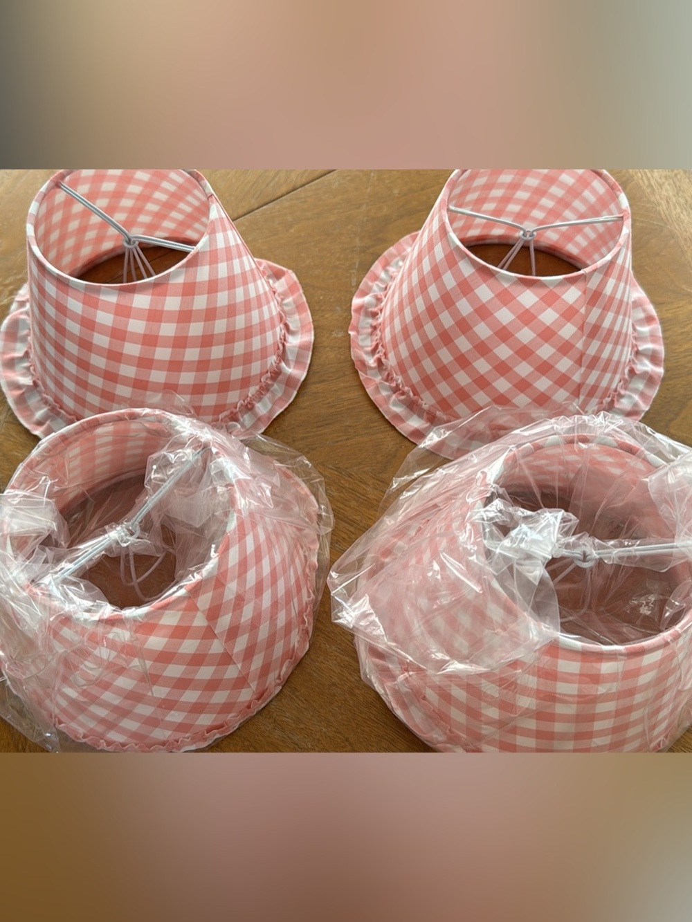 4 Pink Gingham Lampshades